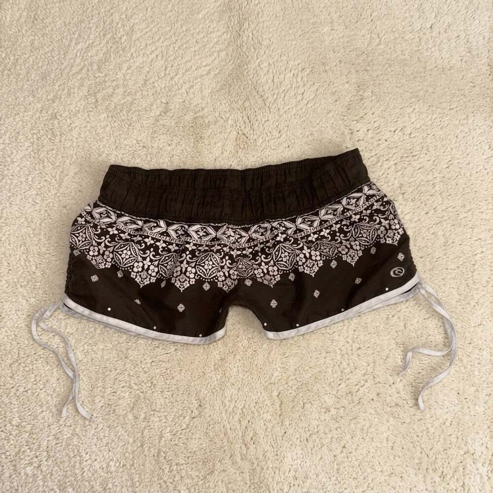 Rip Curl Y2K Bandana Paisley Boardshorts Brown White Surfer Beach Shorts Drawstr